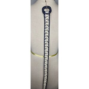 VTG 1950s Blue White Woven Belt Mid-Century